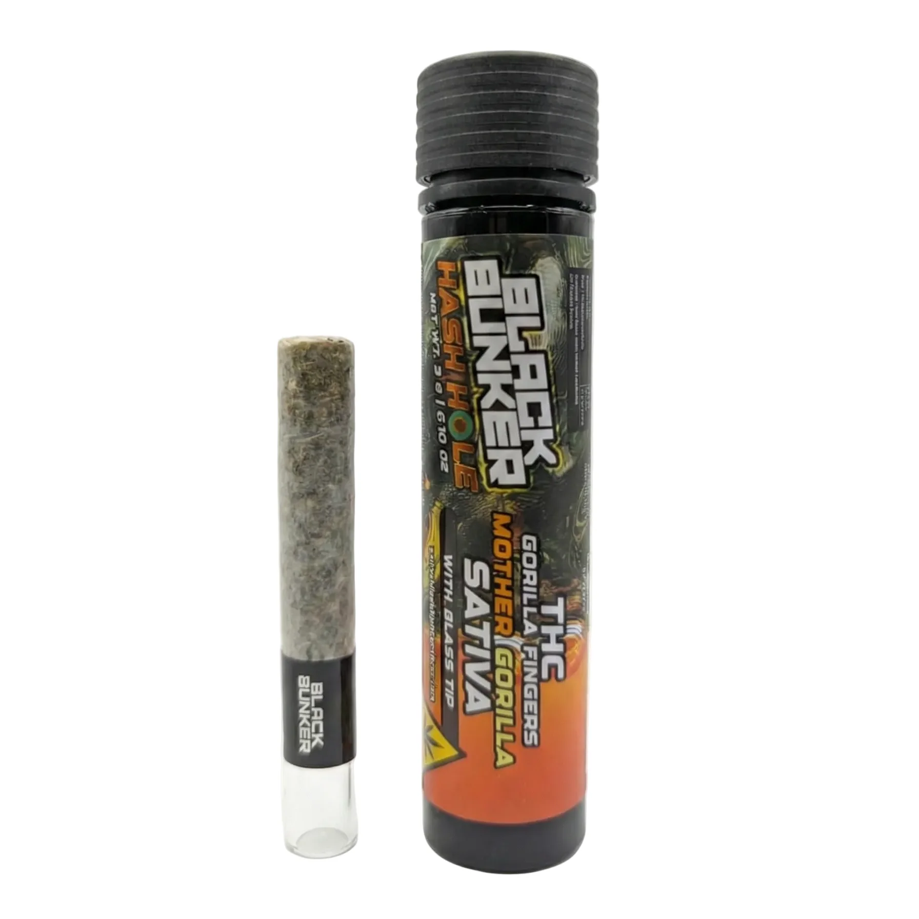 Black Bunker THC Gorilla Fingers Glass Tip Pre Rolls 3G - Image 3
