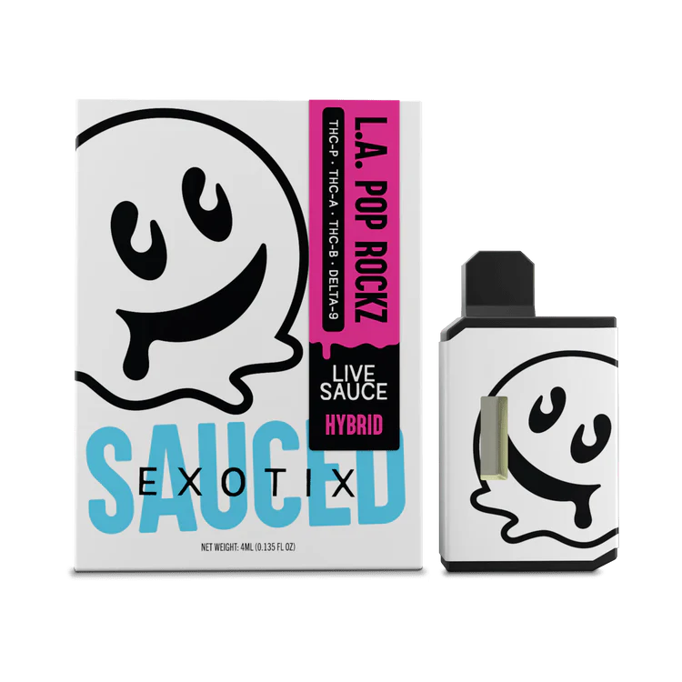 Half Bak'D Sauce'D Exotix THCa Live Resin Disposable Vape 4G - Image 4
