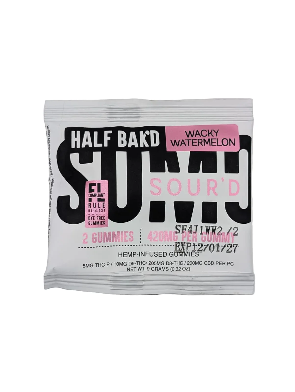 Half Bak'D Sumo Sour'd THC-P & Delta-8 Gummies 420MG (2Ct) - Image 7