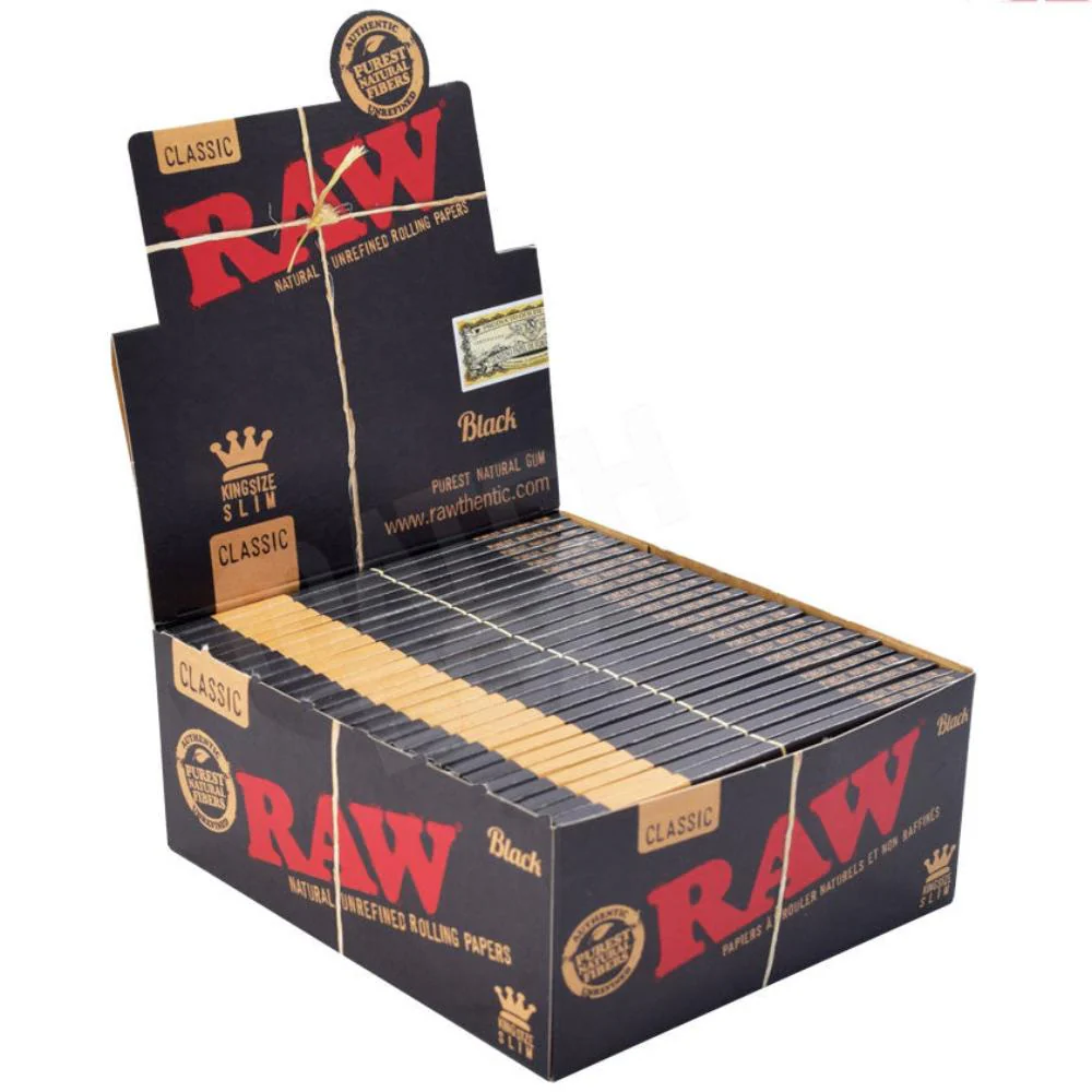 RAW Black King Size Slim Rolling Papers - Image 3